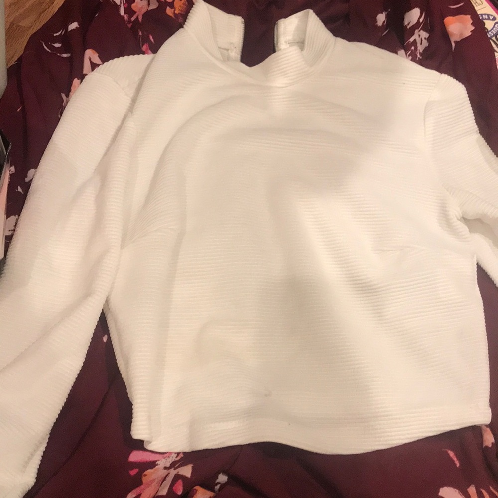 White Forever 21 Long sleeve crop top